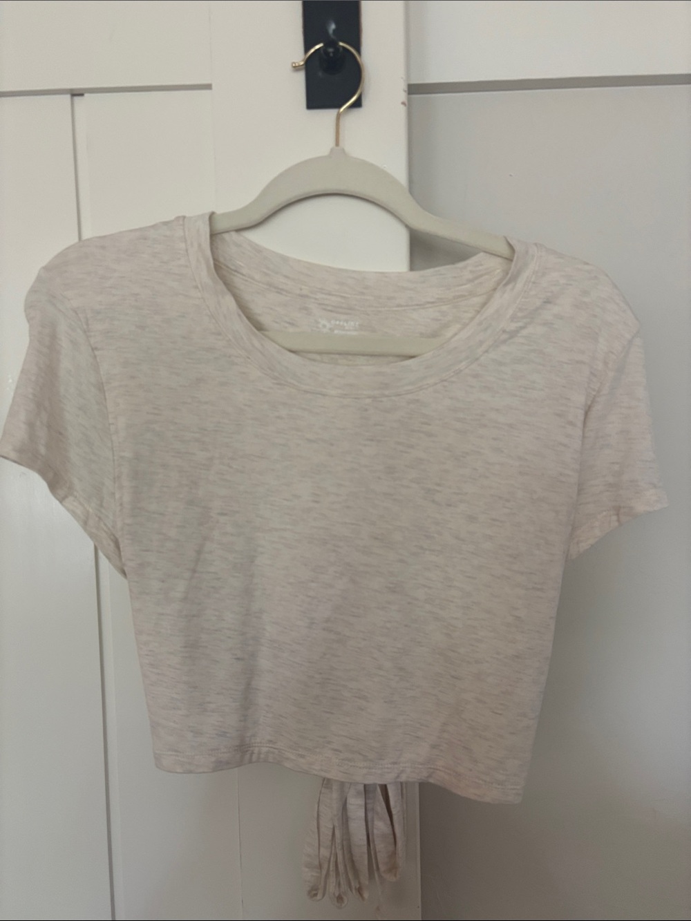 aerie Light Heather Cream Cropped Tee